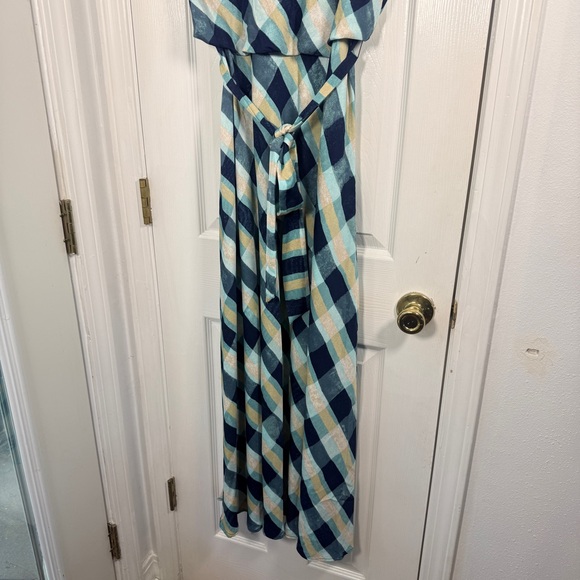 Nic + Zoe PAINTED PLAID BIANCA DRESS Aqua LARGE - Picture 6 of 8